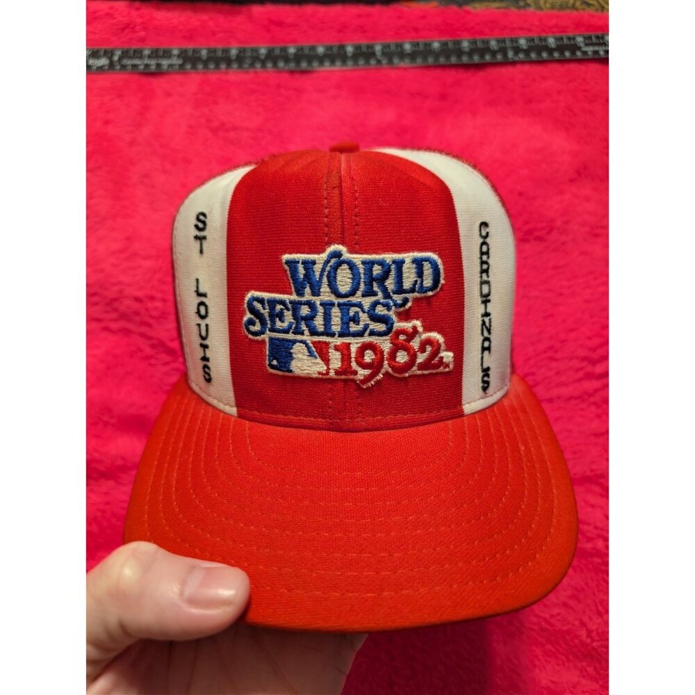 Vtg 1982 World Series St. Louis Cardinals MLB Trucker Hat AJD Lucky Stripes USA